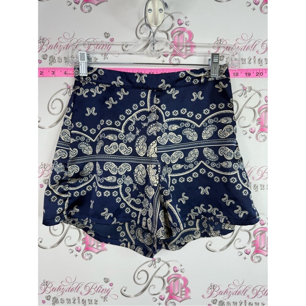 Missguided shorts Navy and Cream Paisley High Waist Shorts bandana print